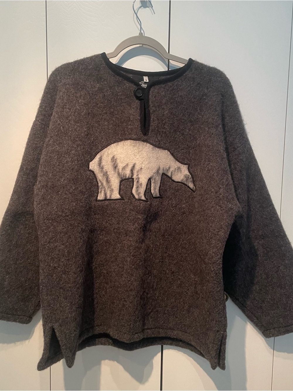 Lillunn Designs Dark Gray Polar Bear 100% Wool Sweater- made in Norway